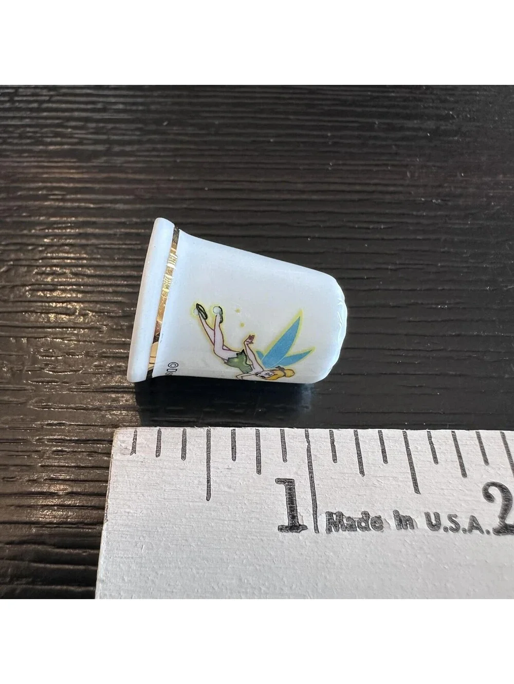 Vtg Disney Thimble Tinker Bell Disney World Cinderella Castle Bone China EUC